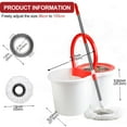 thumbnail image 3 of Spin Mop and Bucket with Wringer Set, Mop Bucket System with 6 Microfiber Mop Head, 1 Floor Scrub Brush and 61" Stainless Steel Adjustable Handle for Floor Cleaning, White, 3 of 6