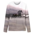 thumbnail image 3 of Wild Horse T-Shirt Women's Long Sleeve Crewneck Tops Mustang Nature Animal Lovers Wildlife Shirts 3D Graphic Tees, 3 of 3