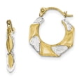 thumbnail image 1 of Beautiful 10K & White Rhodium Scalloped Hollow Hoop Earrings, 1 of 2