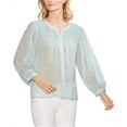 thumbnail image 2 of Vince Camuto Womens Smocked Yoke Button Down Blouse, Blue, Medium, 2 of 2