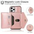 thumbnail image 2 of Wallet Case for iPhone 12  / 12 Pro, Detachable Crossbody Lanyard Strap PU Leather+Soft TPU Bumper Magnetic Clasp Back Flip Credit Card Slots Kickstand Cover for iPhone 12  / 12 Pro - 6.1", Rosegold, 2 of 10