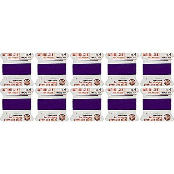 Nylon Beading Thread, Amethyst, Size 6, 0.70 Millimeters, Pack of 10