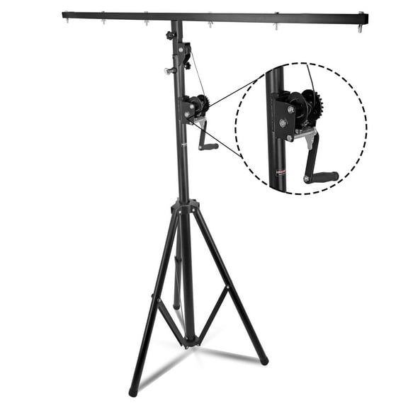 5 Core DJ Light Stand Stage Lighting Truss System Hand Crank Up Heavy Duty Height Adjustable w T bar