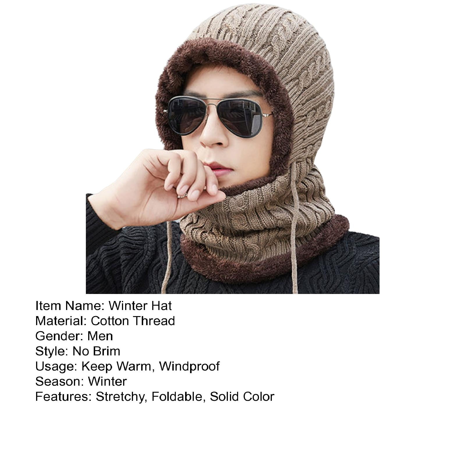 Winter Hat Solid Color No Brim Hooded Cotton Thread