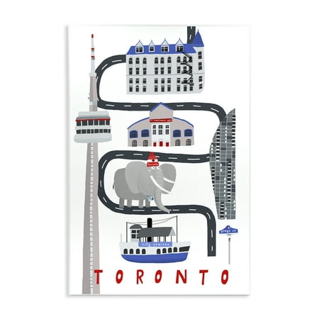 Stupell Industries Toronto Whimsical Travel City Cityscapes Painting Unframed Art Print Wall Art, 10 x 15