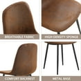 thumbnail image 3 of Dining Chairs Set of 6, Mid-Century Kitchen Chairs with Soft Cushion Seat and Metal Legs, Modern Upholstered Accent Side Chairs for Living Room Dining Room Restaurant Office, Brown, 3 of 9