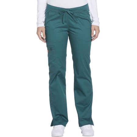 Dickies Gen Flex Scrubs Pant for Women Low Rise Straight Leg Drawstring DK100P, M Petite, Hunter