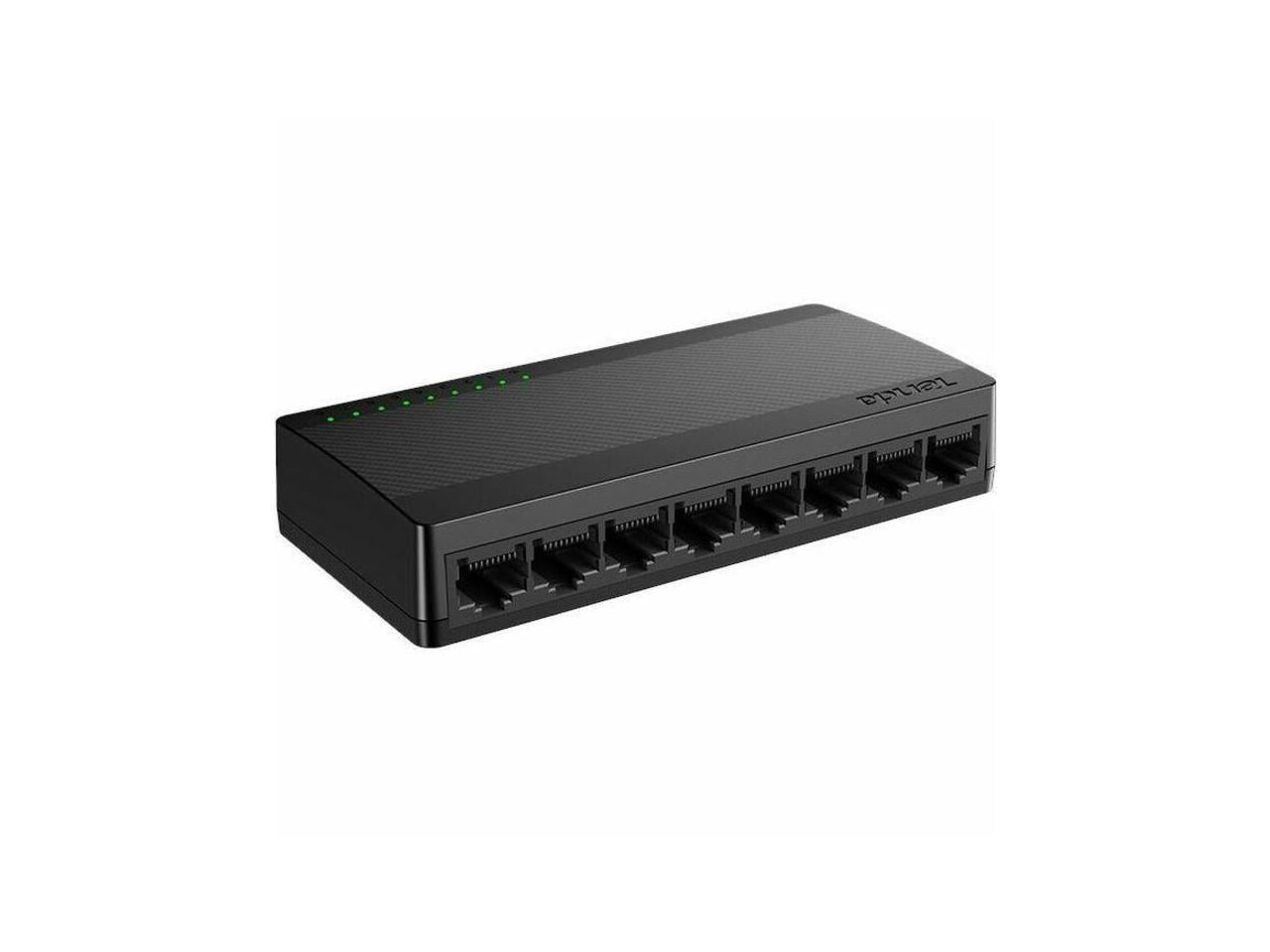 Tenda 8-Port Gigabit Ethernet Switch - 8 Ports - Gigabit Ethernet - 10/100/1000Base-T - 2 Layer Supported - Twisted Pair - Wall Mountable, Desktop