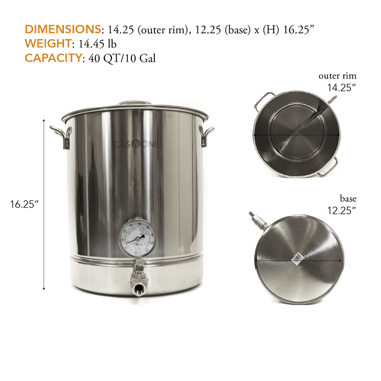 45 Gallon Brew Kettle - with Tangential Inlet, Sight Glass, Legs (Direct  Fire)