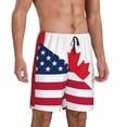 thumbnail image 2 of Uemuo USA Canada Flag Pattern Men's Short Pajama Pants – Soft & Breathable Lounge Shorts, Elastic Waistband with Pockets, Lightweight Sleepwear for All-Season Comfort-Medium, 2 of 6