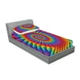 thumbnail image 2 of Ambesonne Trippy Fitted Sheet & Pillow Sham Set, Vibrant Rainbow Spiral, Twinxl, Multicolor, 2 of 2