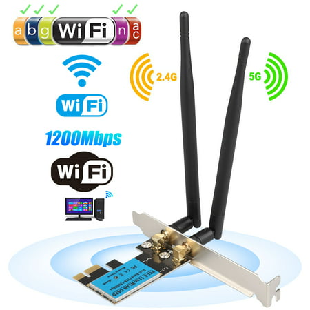 TSV 1200Mbps PCIe WiFi Card, Bluetooth 4.0 PCIe Wireless Adapter for PC Desktop, Dual Band 2.4G / 5G PCI Express Network Card, Support Windows (Best Pci Express Wifi Card)