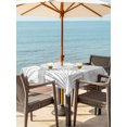 thumbnail image 3 of Outdoor Tablecloth with Umbrella Hole for Patio/Picnic/Party/Camping, Grey Scallop Coastal Waterproof Table Cloth Square Cover Washable, Summer Beach Nautical (54"x 54"), 3 of 9