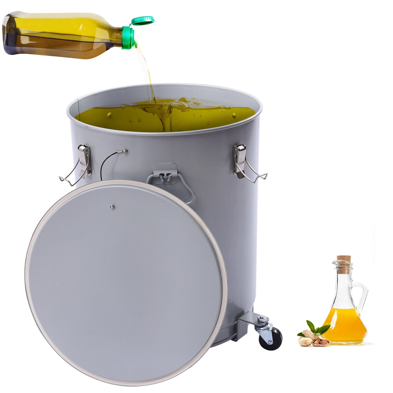 Miumaeov Fryer Grease Bucket 10 Gallon Oil Disposal Caddy Steel Oil