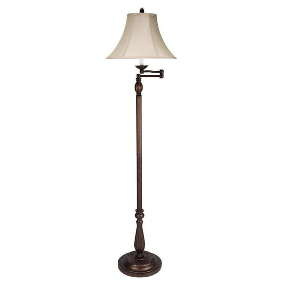 HomeRoots 62" Rusted Swing Arm Floor Lamp With Champagne Bell Shade