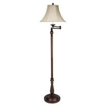 HomeRoots 62" Rusted Swing Arm Floor Lamp With Champagne Bell Shade