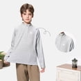 thumbnail image 4 of Glisme Boys Athletic Long Sleeve Shirt Performance Training Top Breathable Comfort Fit Activewear For Kids Youth Sports Light Gray T-Shirt Size 8-9 Years, 4 of 4