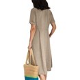 thumbnail image 3 of LUXUR Robe Longue Femme Manches Courtes Maxi Robes Col en V Été Plage Robe d'Été Aguichant Couleur Unie Kaki P, 3 of 3