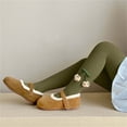 thumbnail image 6 of Girls Knit Cotton Footed Tights Stretch Pantyhose Soft Breathable Dance Leggings, Daily Stockings for Kids Outdoor Daily Wear Army Green 3-4 Years, 6 of 6