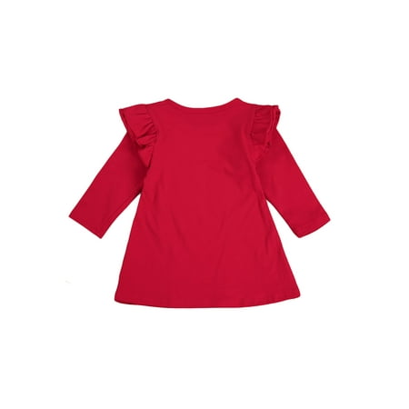 

Herdignity Baby Girls Long Sleeve Dress Ruffle Shoulder Dress Knee Length Sweater Dress