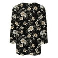 thumbnail image 5 of Floral 3/4 Sleeve Tops for Women Summer Cute T Shirts Casual Crew Neck Tunic Tee Loose Comfy Blouse, 5 of 5