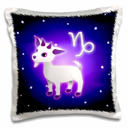 - 3dRose Cute Astrology Capricorn Zodiac Sign Goat - Pillow Case, 16 by 16-inch