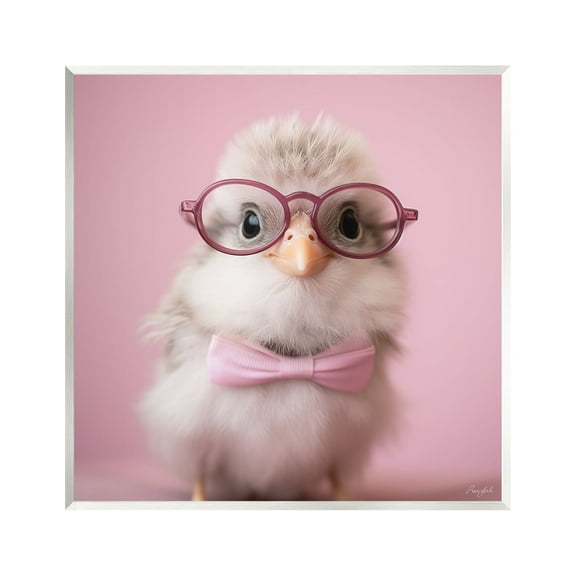 Stupell Industries Bird With Pink Bowtie Animals & Insects Painting Unframed Art Print Wall Art, 12 x 12