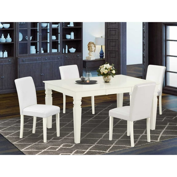 East West Furniture Dining Room Set Linen White, WEAB5-LWH-64