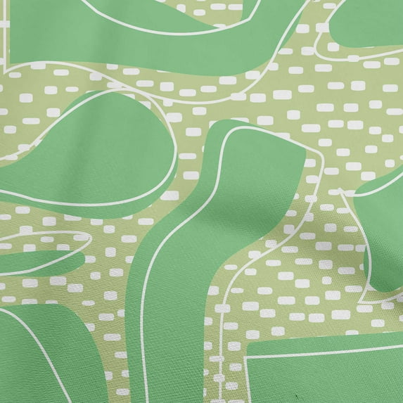 oneOone Cotton Cambric Green Fabric Geometric Random Shapes Doodle Craft Projects Decor Fabric Printed By The Yard 42 Inch Wide