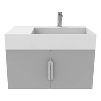 Amazon 30" Gray Wood Floating Vanity with White Top and Brushed Nickel Trim