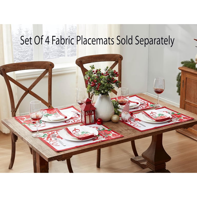 C&F Home Christmas Table Runner – Holly Sprig & Poinsettias 100% Cotton Quilted, 14” X 51”, Machine Washable