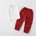 thumbnail image 4 of Esaierr Kids Toddler 2Pcs T-Shirts Set for Boys Girls,Infant Spring Summer Set Baby Pullover Round Neck Short Sleeve Shirts Tops + Cotton Trousers Set for 12M-8T, 4 of 8