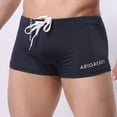 thumbnail image 3 of kpoplk Mens Basic Classic Swim Briefs Padded Bikini Swimwear Square Swimsuit Bikini Bottoms Low Rise S-XXL Size L,Navy, 3 of 9