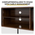 thumbnail image 3 of Hassch TV Stand for TVs up to 65", Modern Entertainment Center with 2 Sliding Doors, Media Console with Storage Shelf, Easy Assembly, Walnut, 3 of 7