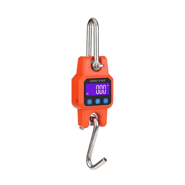 WeiHeng WeiHeng Portable Digital Hanging Scale with LCD Display, 300kg Capacity, High Precision, 3 Unit Conversion, Backlit, Rechargeable Lithium Battery, Orange (WH-C06)