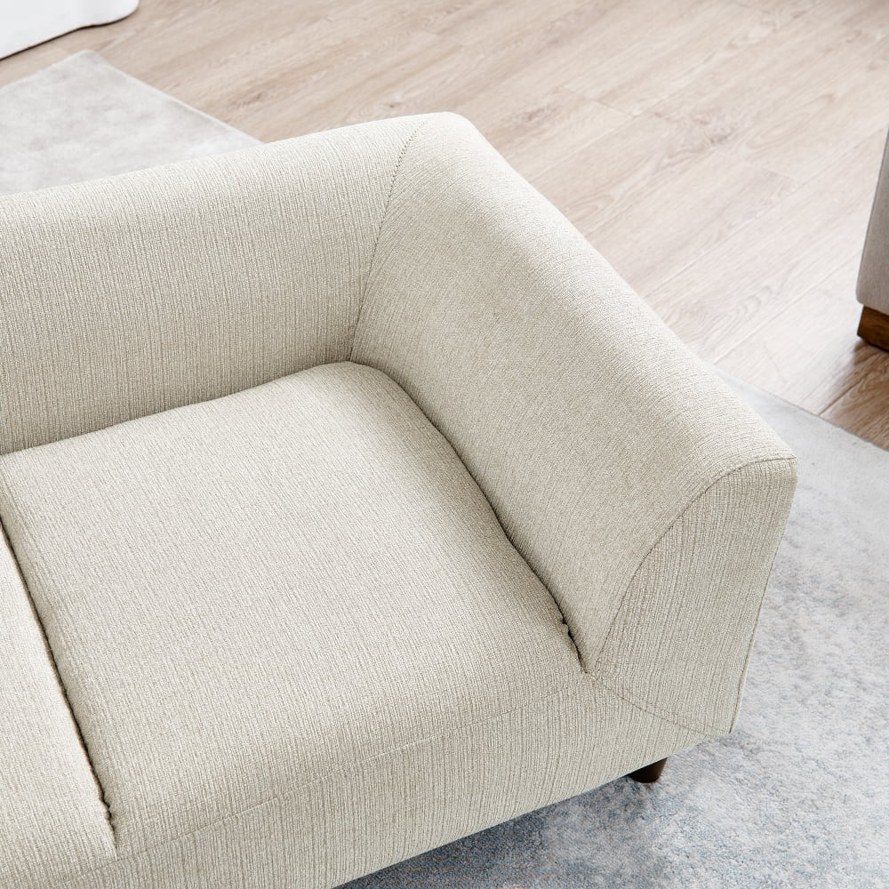 Hassch Upholstered Pet Sofa Bed for Medium & Large Dogs, Comfortable Pet Furniture with Soft Cushion, Backrest and Armrest, Short Legs Design, Beige Linen