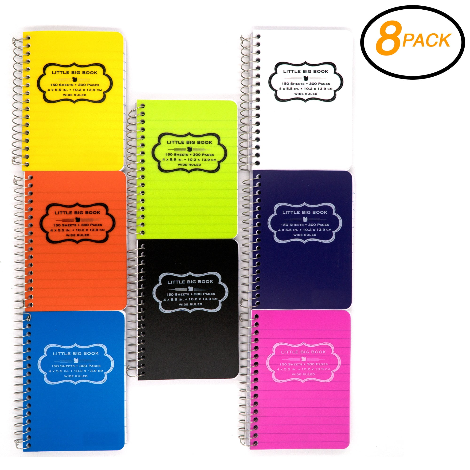 Emraw Poly Cover Wire Bound Small Spiral Notebooks 150 Sheets College
