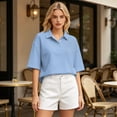 thumbnail image 3 of Dresfit Womens Polo Shirts Button Down Golf Shirts 2026 Summer Short Sleeve Collared Tennis Basic Tees Lightweight Plus Size Loose Golf T Shirts L, 3 of 5