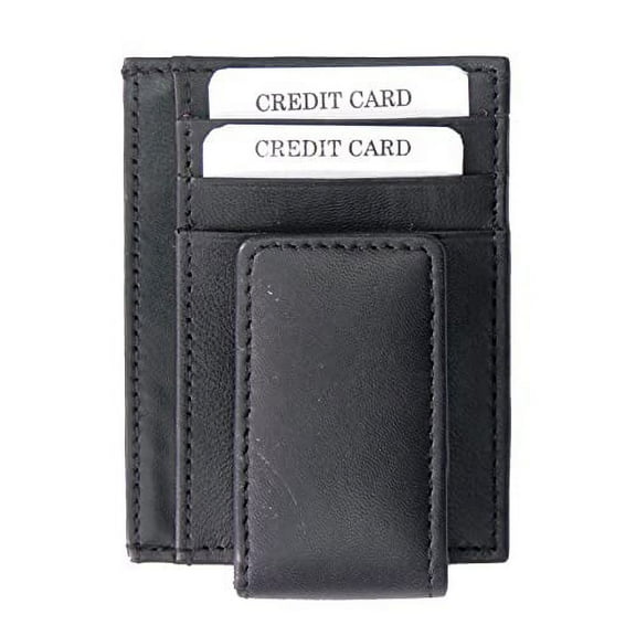 Credit Card & Money Clip Wallet, Slim Magnetic Money Clip Genuine Leather Business Card Holder