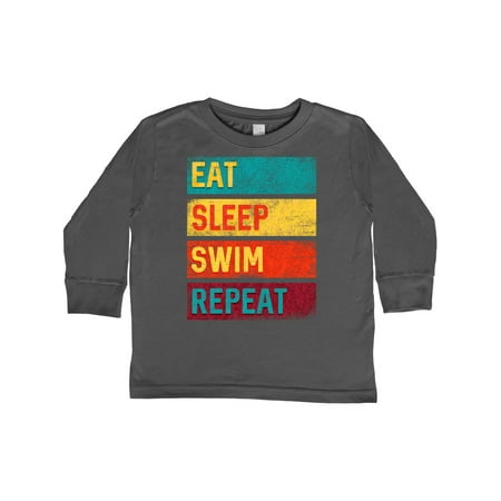 

Inktastic Swimming Eat Sleep Swim Repeat Gift Toddler Boy or Toddler Girl Long Sleeve T-Shirt