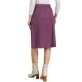 thumbnail image 3 of INSPIRE CHIC Women's Corduroy Skirt High Waist Button Front Belted Midi Skirt Dark Purple S, 3 of 6