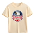 thumbnail image 5 of ITSAME Girls 4th of July T-Shirts Independence Day Short Sleeve Tops Kids American Flag Graphic Tee Khaki Size 5-6, 5 of 5