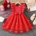 thumbnail image 2 of HCNTES Toddler Summer Dress for Girls Short Sleeve Dress Baby Girls' Dresses Casual Spring Fall Outfits for Toddler Kid Girl 3T 4T 5T(3-4 Years,D01-Red), 2 of 5