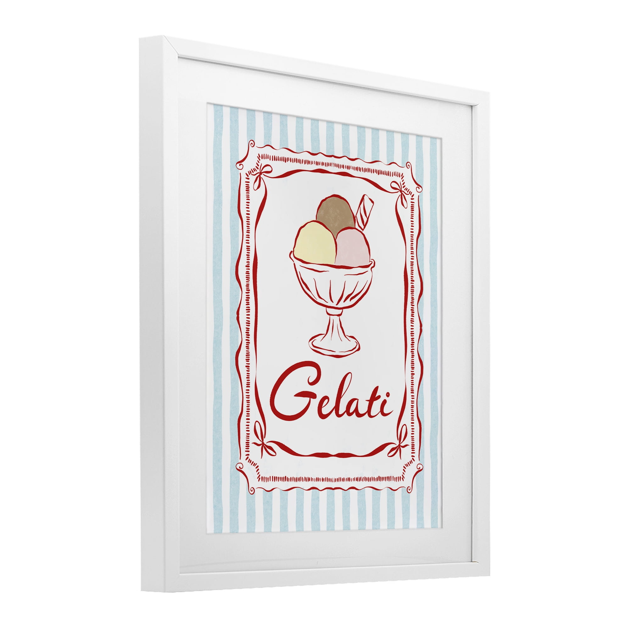 Stupell Industries Italian Summer Gelati White Framed Print Under Glass, design by Miriam Wood