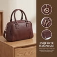 thumbnail image 4 of INSPIRE CHIC Vegan Leather Purse Bags Top Handle Dome Satchel Bag with Strap for Women Brown, 4 of 6
