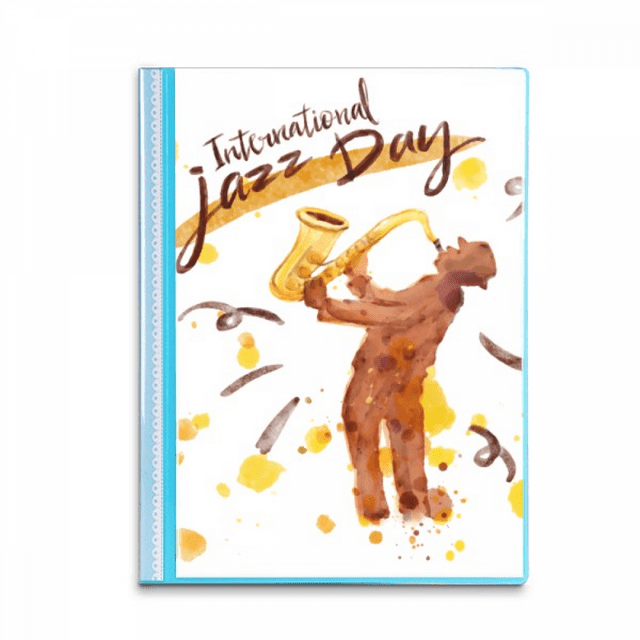 Music Sax Instruments Watercolor Pattern Book Sheet Protectors Portfolio Binder Folder