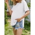 thumbnail image 3 of Weardear 4 Packs Maternity Shirts Crew Neck Batwing Short Sleeve Pregnancy Tunic Tops Split Side Summer T Shirt for Women, 3 of 6