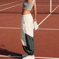 thumbnail image 2 of Womens Slouchy Nylon Pants Casual Colorblock Workout Ankle Pants Baggy Wide Leg Track Pants, 2 of 6