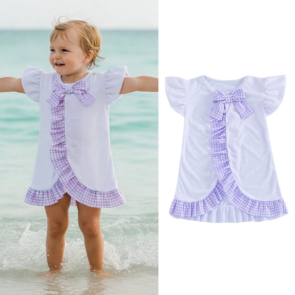 XINXIAOO Toddler Girls Swim Cover Up Breathable Sleeveleeve Rash Guard Cover up Swimming Pool Clothes 3-4 years
