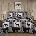 thumbnail image 1 of Market & Place Ensemble de Courtepointe Réversible 2 Pcs avec Taie d'Oreiller Couvre-Lit Doux et Léger Toutes Saisons Design Patchwork Rustique Lodge Cabane Collection Everest (Simple, Gris/taupe), 1 of 4